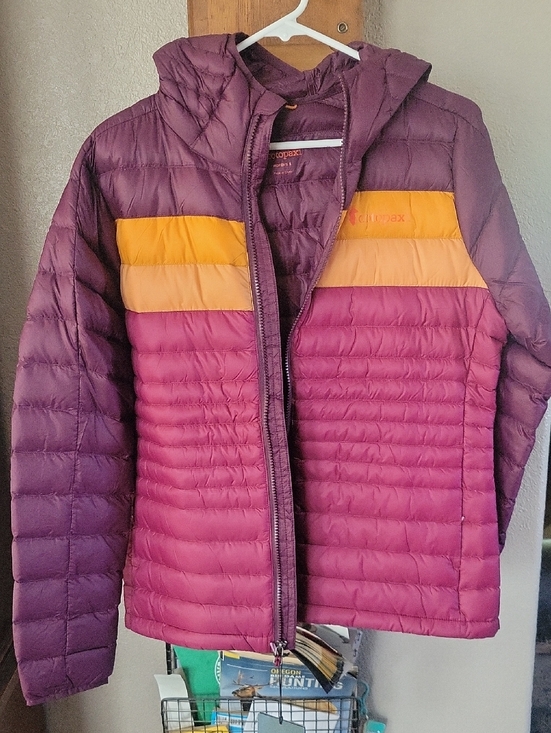 cotopaxi Jackets & Blazers - cotopaxi Purple, Pink & Gold Colorblock Hooded Puffer Jacket